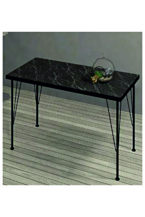 60×120 Metal Ayaklı Masa Mutfak Masası Çalışma Masası Bilgisayar Masası SİYAH MERMER