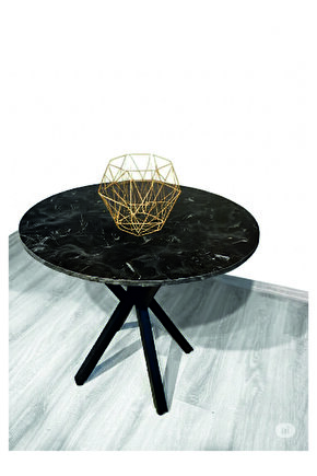 Yuvarlak Yemek Masası-kafe masası-çalışma masası 70 Çap 70x70 siyah mermer