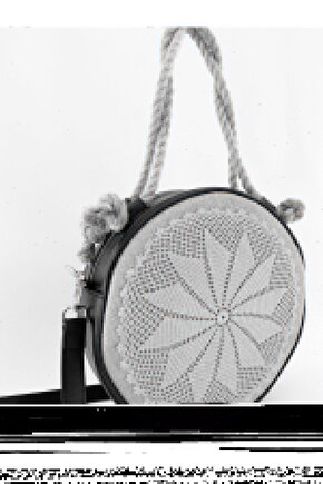 Heybes Kadın El Yapımı Dantel Detaylı Yuvarlak Hasır Omuz Çantası