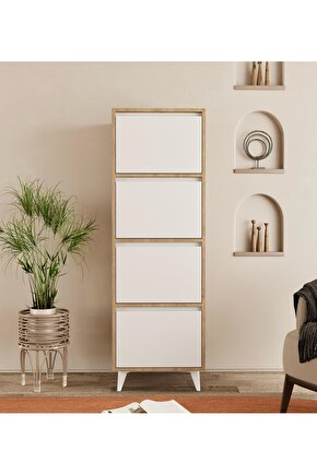 Mely Çok Amaçlı Dolap-Ekmeklik Safir Meşe-Beyaz