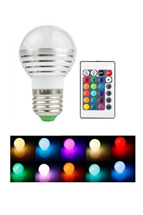 5 Watt Kumandalı Rgb Led Ampul Beyaz Işıklı Dim Edilebilir