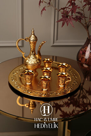 Zemzem Takımı | Gold Zemzem Sunum Seti | Zemzem Tepsisi, İbrik ve Fincan Seti