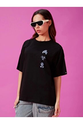 Baskılı Oversize Tshirt  iyah