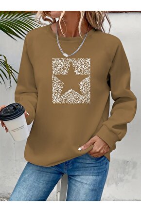 Kadın Uzun Kollu Bisiklet Yaka Desenli Viskon Iki Iplik Bluz