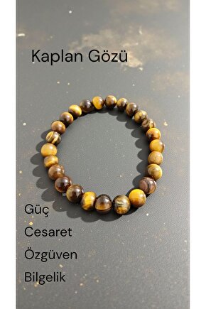 Doğal Taş Kaplangözü Bileklik Kadın Erkek Bileklik 8mm Bilgelik Ve Özgüven Bilekliği