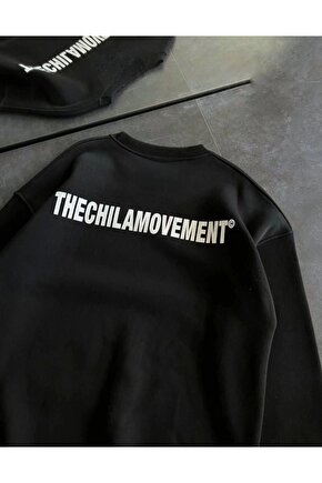 Kışlık Bisiklet Yaka Oversize Baskılı weathirt iyah