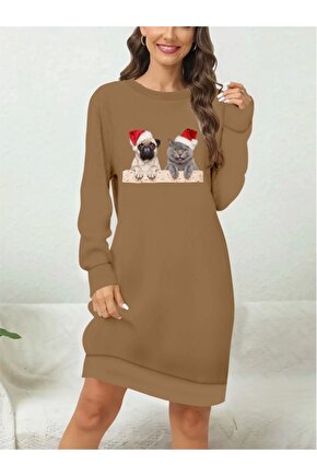 Kadın Uzun Kollu Bisiklet Yaka Desenli Viskon Iki Iplik Bluz