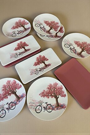 10 Parça 6 Kişilik Bicycle Servis ve Sunum Seti  Kahvaltılık Sunum Seti Tabağı