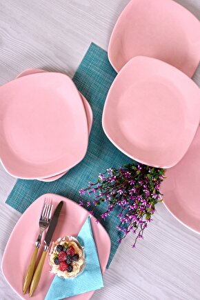 6 Adet 27 cm Açık Pembe Köşem Servis Tabağı ST001006F551A0000000ASD400