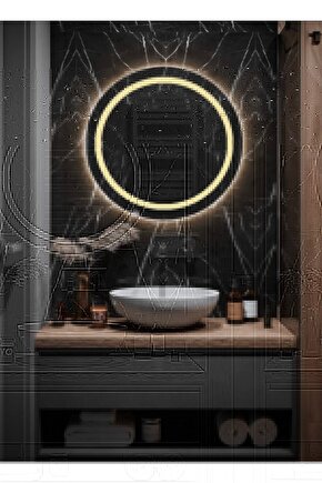 60 cm Kumlamalı Gün Işığı Ledli Yuvarlak Banyo AynasıMakyaj AynasıTrafolu