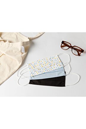 Cool Chıc Pamuk Maske 9,5x18 Cm Sarı - Mavi