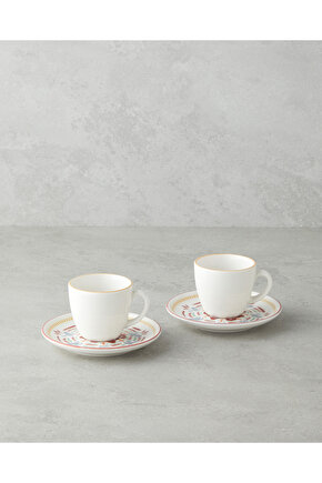 Elvina Bone Porselen 4 Parça 2 Kişilik Kahve Fincan Takımı 90 ml Renkli