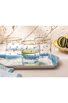 Cam 3lü Meşrubat Bardağı 270 Ml Yeşil-mavi