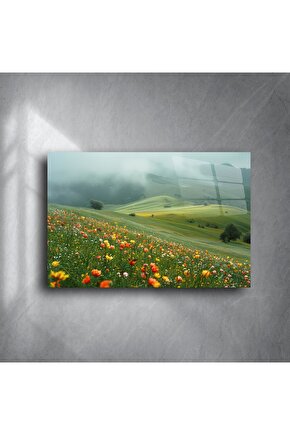 Akrilik Üzerine Yaban Çiçeği Manzara Duvar Sanatı