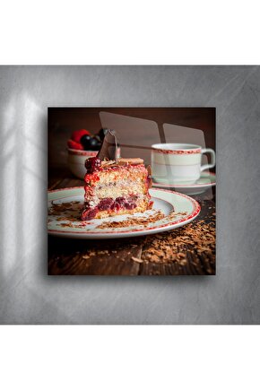 Vişneli Kremalı Pasta ve Kahve Temalı Baskı