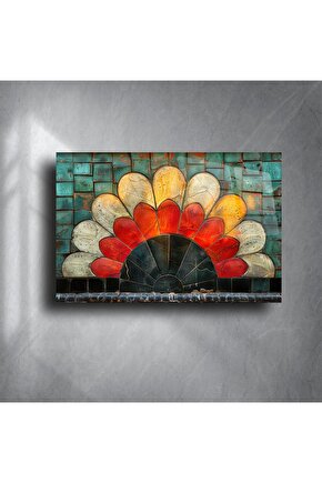 Renkli Cam Mozaik Çiçek Tablo