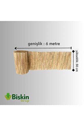 50CM x 6M Misina Ipli Doğal Bambu Kamış Çit,bahçe Çiti,balon Çiti,hasır Çit, Gölgelik