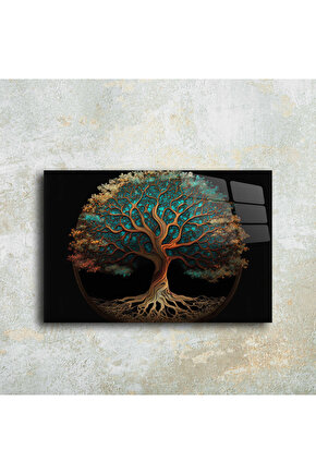 Hayat Ağacı Görseli Cam Tablo Duvar Dekoru 5