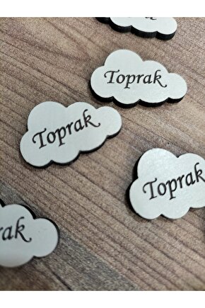 3x2 Cm Beyaz Ahşap Lazer Kesim Bulut Etiket Isimlik 50 Adet