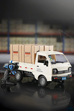 Oyuncak 2.4GHz Uzaktan Kumandalı Sesli Işıklı Şarjlı Buhar Atan Kapıları Açılan Rc Kamyonet