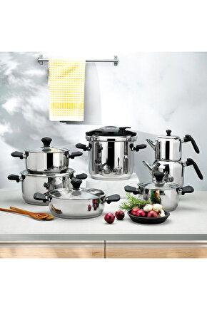 Atlas Çelik Çeyiz Seti 14 Parça-Siyah