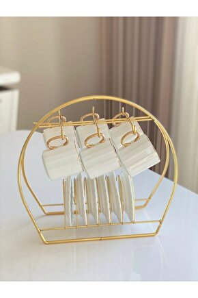 Home Altın Rengi Fincanlık Gold Fincan Standı Sorelis 6lı Sunum Gold
