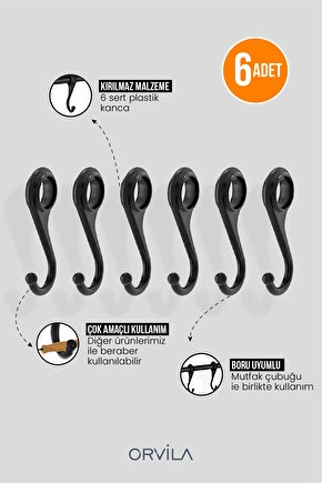 6 Adet - Mutfak Ve Banyo Askısı Yedek Kancası