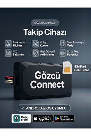 Connect Takip Cihazı Anlık Konum Takibi Geçmişe Dönük Veri Araç Motor Gizli Takip Cihazı Geofenceli