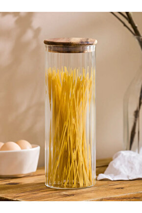 LCW HOME Renksiz Ahşap Kapaklı Cam Saklama Kabı 11 Cm