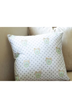 Bee Baskılı Kırlent Kılıfı 40x40 Cm Beyaz-yeşil-altın