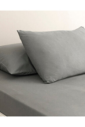 Düz Pamuklu Tek Kişilik Çarşaf Çakıl Taşı