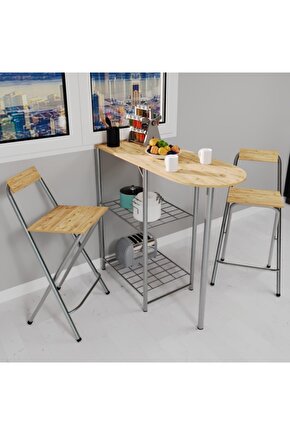 Mutfak Bar Masa Sandalye Takımı Katlanır Bar Sandalye 2 Kişilik Mutfak Masası