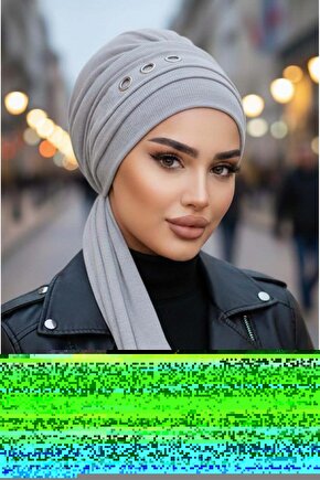 Gri Melanj Metal Detaylı Atkılı Bone