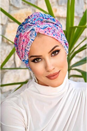 Mavi Kırmızı Desenli Burgu Bone