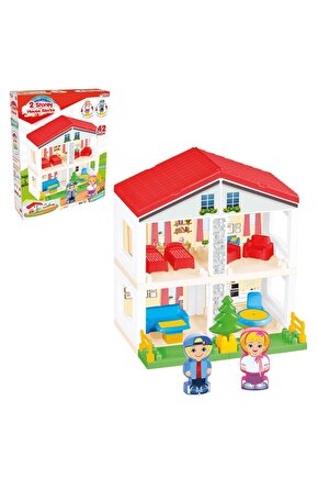 Iki Katlı Ev Bloklar 42 Parça - Yapı Oyuncak Oyuncaklar - Ev Oyuncakları - Blok Setleri - Ev Seti