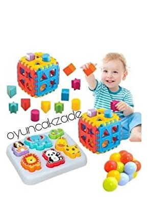 Sevmli Hayvanlar Bultak Bul Tak Küp 10 Adet Top 3lü Eğitici Set1