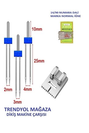 Dikiş Makine Çarşısı Zetina Nervür Ayak Paket 2mm,3mm Ve 4 Mmdir. Dali 14 No 10 Adet Iğne