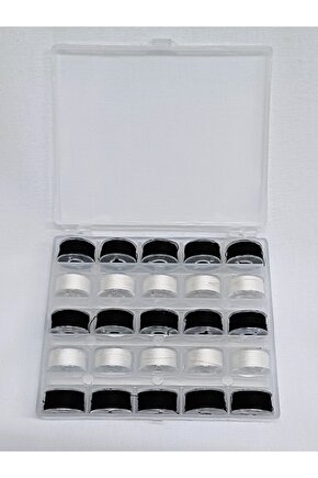 Ev Tipi Aile Dikiş Makinası 25 Siyah Beyaz İplikli Masura ve Saklama Kutusu