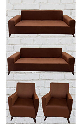 3+3+1+1 İtalyan Süet Koltuk Örtüsü(KAHVERENGİ)