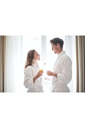 Beyaz Şalyaka Unisex Bornoz