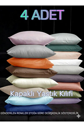 (4 Adet ) 50x70 cm Renkli Kapaklı Outlet Yastık Kılıfı, Karışık Renkli Yastık Kılıfı