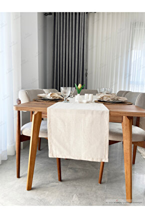 Şık Tasarım 50x250 cm %100 Pamuk Ham Keten Amerikan Runner, Runner, Keten Amerikan Runner