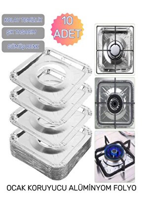 (10 Adet ) Ocak Koruyucu Folyo, Isıya Dayanıklı Folyo, Ocak Leke Önleyici, Ocak Üstü Folyo
