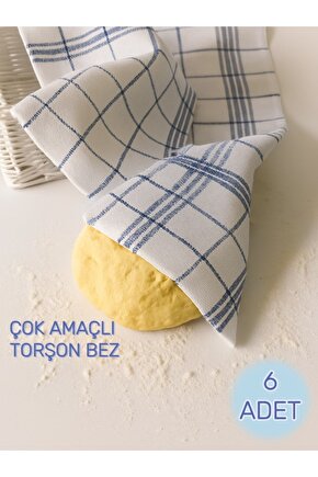 6 Adet 45x45cm Torşon Bez, Klasik Dokuma Bez, Gıda Bezi, Mayalama Örtüsü, Buldan Işi Bez