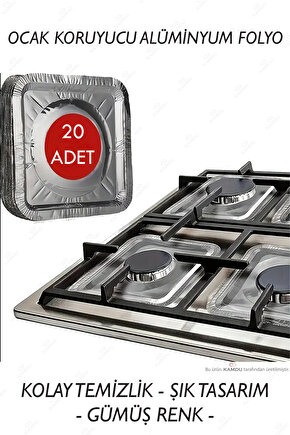 20 Adet Ocak Koruyucu Folyo, Isıya Dayanıklı Folyo, Ocak Leke Önleyici, Ocak Üstü Folyo