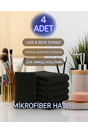 ( 4 Adet ) 50x90cm Mikrofiber Havlu,berber Havlusu, Kuaför Havlusu, Sporcu Havlusu, El Yüz Havlusu