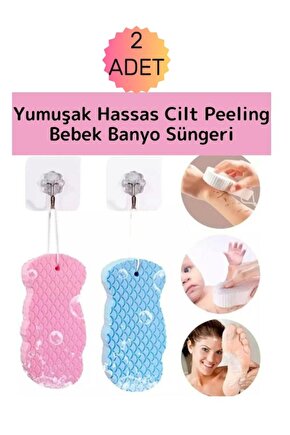 (2 Adet ) Bebek Yıkama Süngeri , Bebek Peeling Süngeri, Kir Çıkartan Sünger