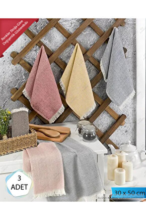 (3 Adet ) 30x50cm Elmas Desen Peşkir, Mutfak Havlusu, Sunum Havlusu, Kahve Yanı Sunum Peçetesi