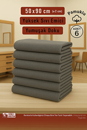 ( 6 Adet ) 50x90cm Pamuklu Havlu , Berber Havlusu, Kuaför Havlusu, Sporcu Havlusu, El Yüz Havlusu