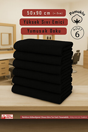 ( 6 Adet ) 50x90cm Pamuklu Havlu , Berber Havlusu, Kuaför Havlusu, Sporcu Havlusu, El Yüz Havlusu